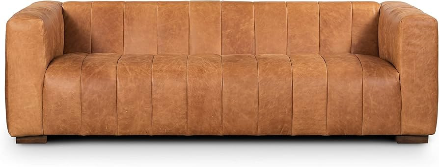 POLY & BARK Canale 86" Sofa in Full-Grain Pure-Aniline Italian Leather, Cognac Tan | Amazon (US)