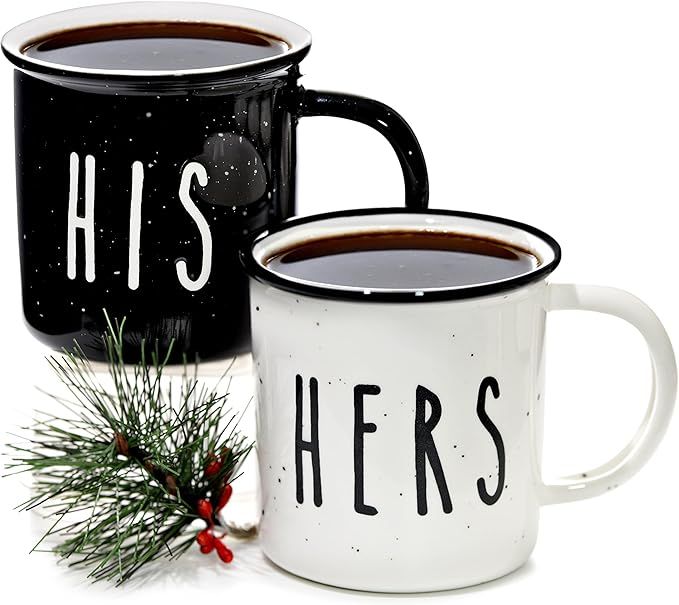 His And Hers Mugs Set Of 2 Ceramic Coffee Mugs, Cute Matching Coffee Mugs For Couples, His And He... | Amazon (US)