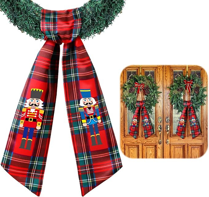 2 Pcs Nutcracker Sash for Christmas Decor, Satin Sash for Wreath, 56" L x 4.5" W | Amazon (US)
