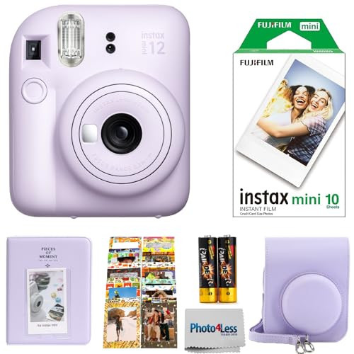 FUJIFILM INSTAX Mini 12 Instant Film Camera (Lilac Purple) Bundle with Fuji Instax Instant Film Single Pack, 10 Prints | Protective Case Purple | Photo Album Purple | Travel Stickers (6 Items) | Amazon (US)
