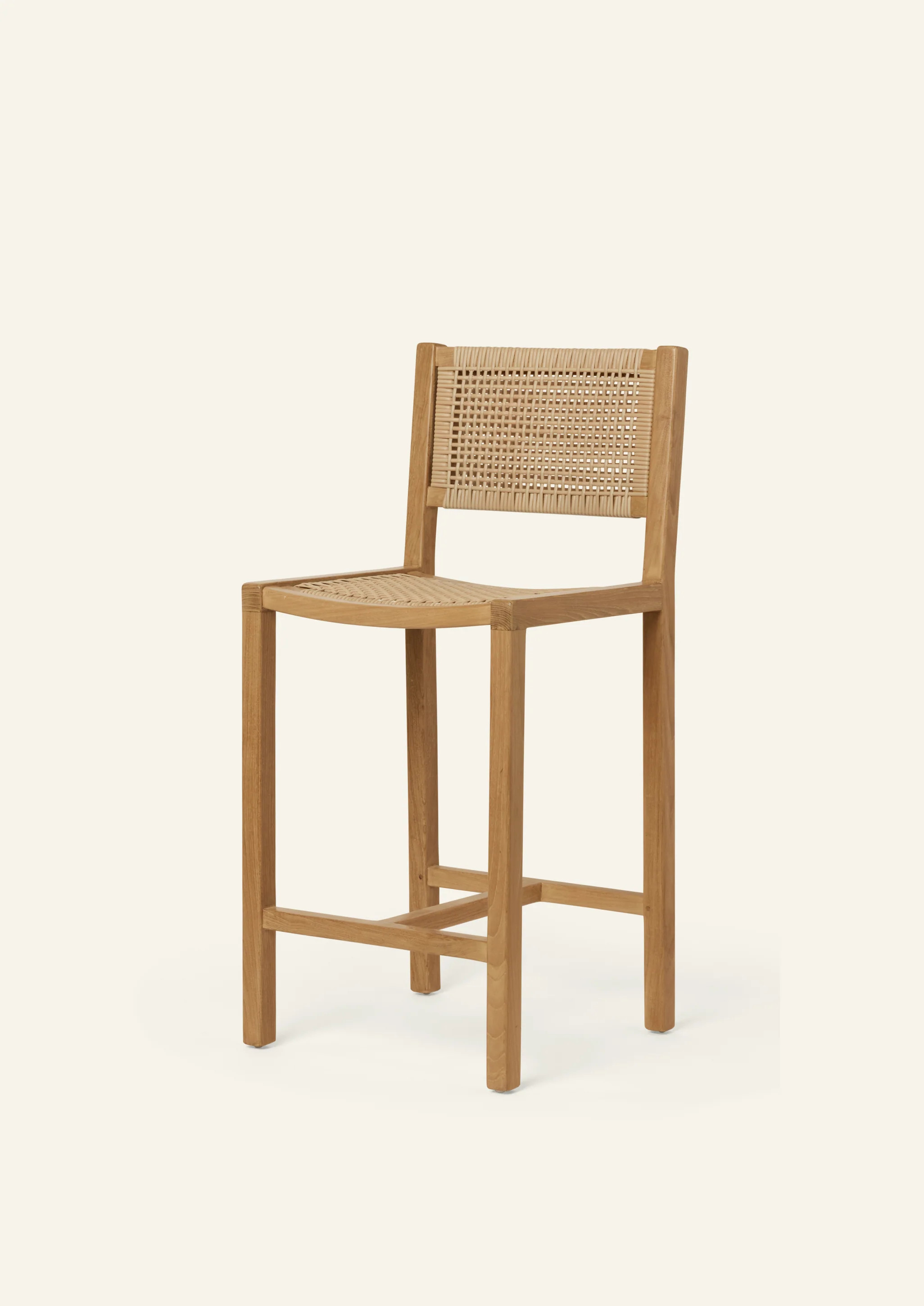 Nusa Counter Stool - Teak Counter Stool with Woven Synthetic Rattan | Häti Home