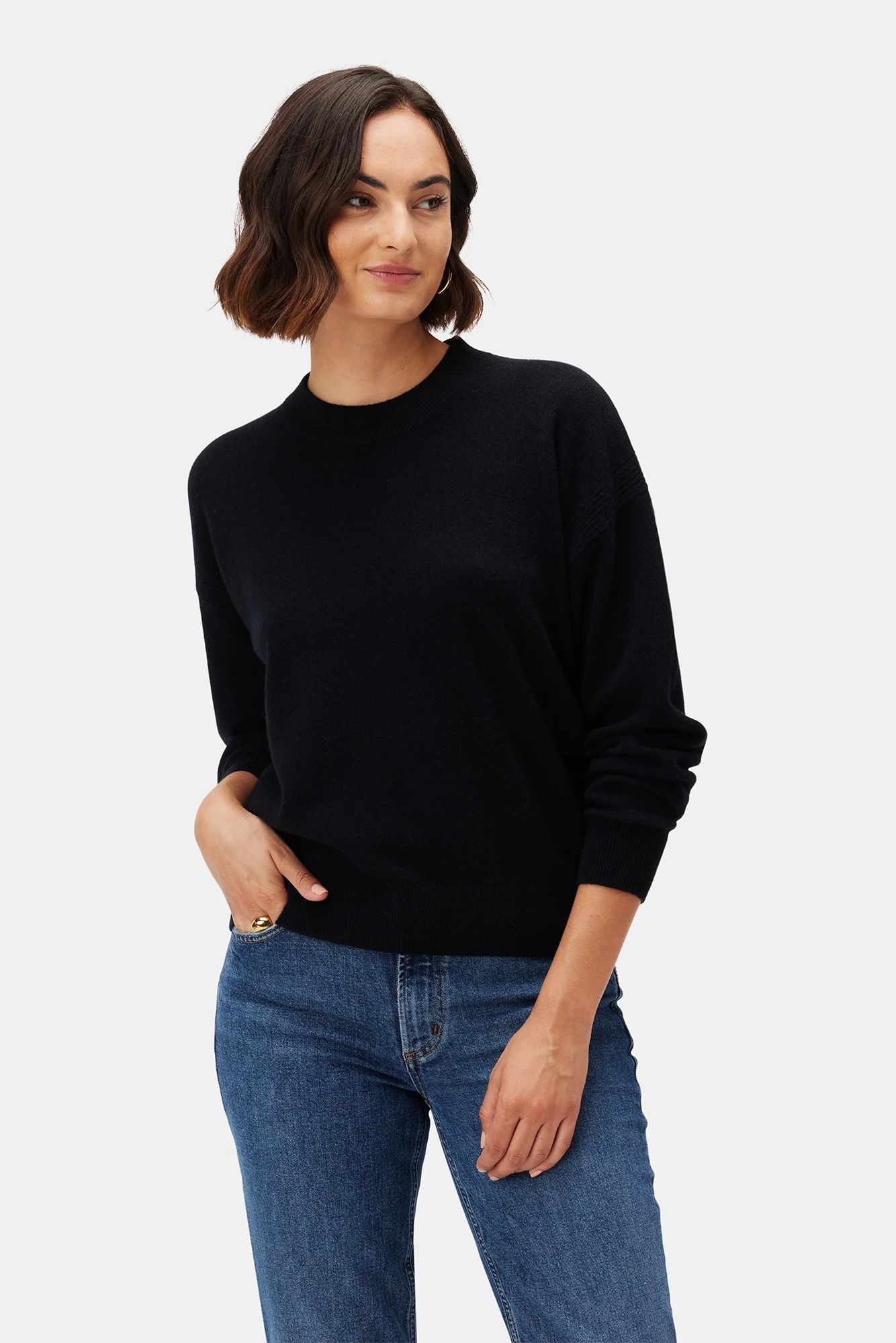 Pearl Cashmere Sweater - Licorice | Amour Vert