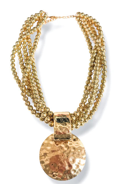 Taking It Back Gold Mini Bead Pendant Necklace | The Willow Tree