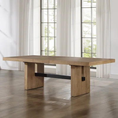 Rickye 78-96" Extendable Oak Trestle Wood Dining Table | Wayfair North America