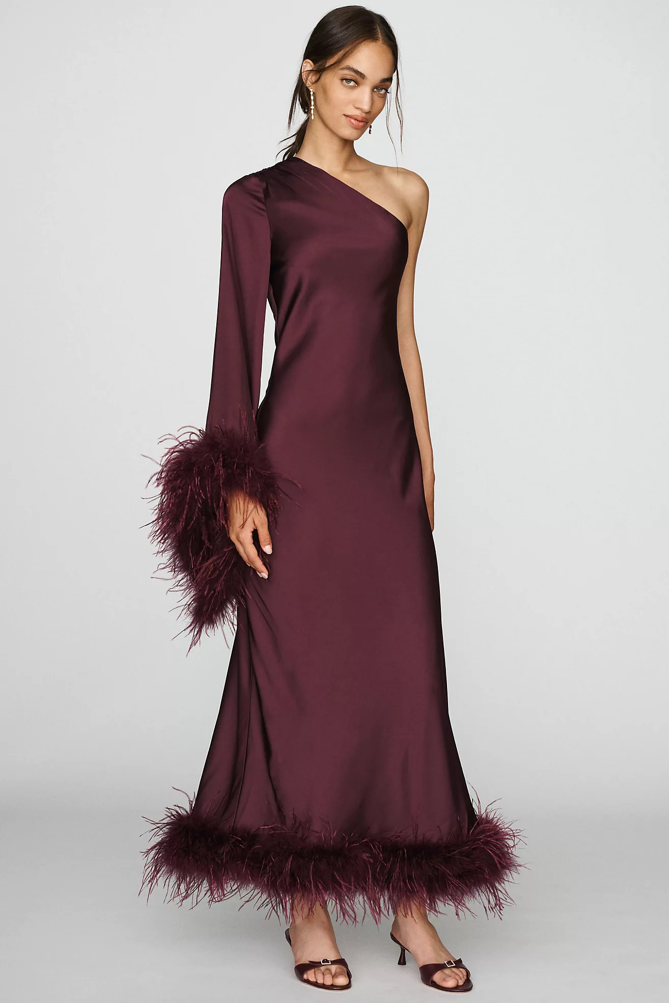 One-Shoulder Feather Kaftan | Anthropologie (US)