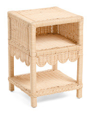 16x16x24 Rattan Scalloped Side Table | Marshalls