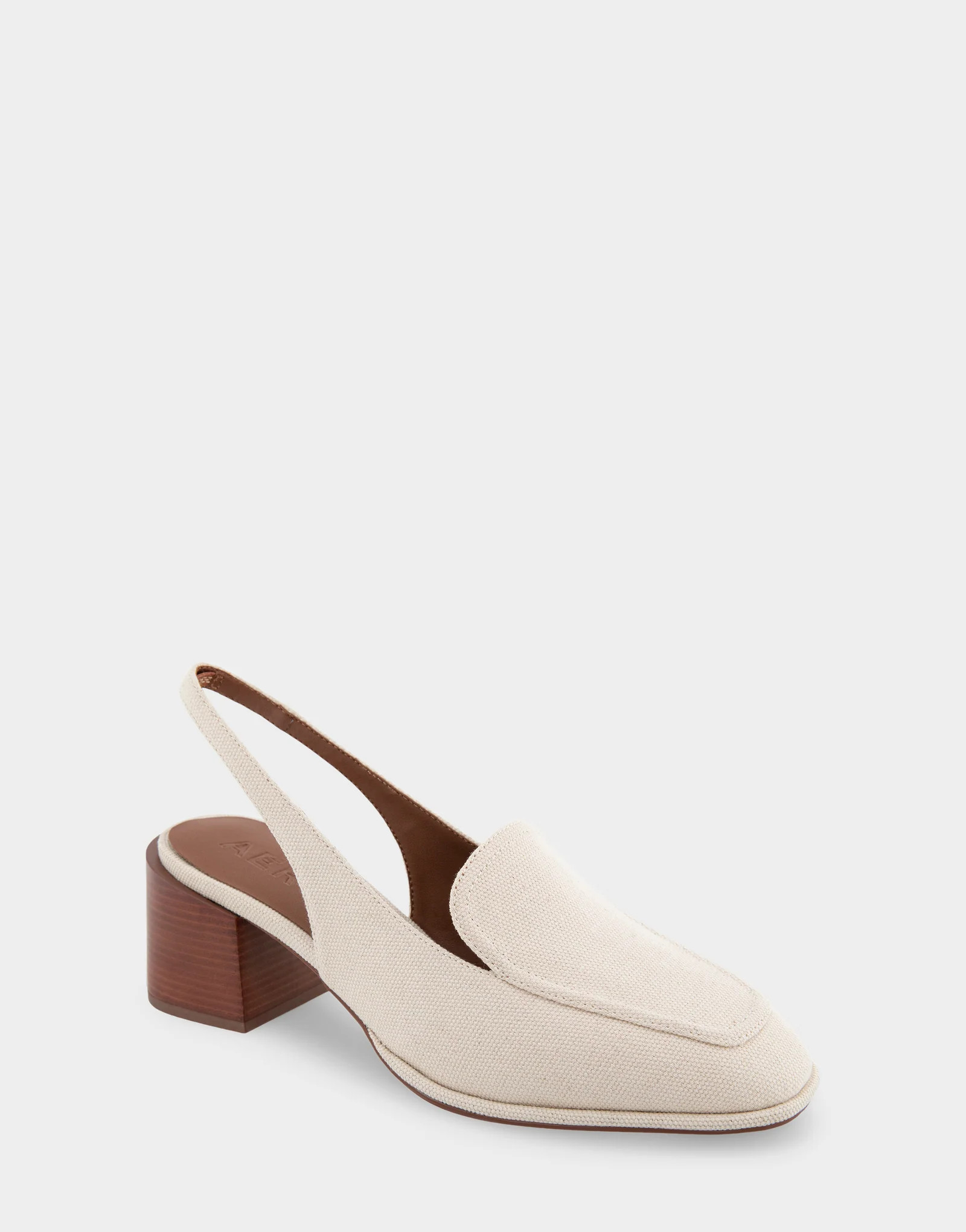 Women's Block Heel Slingback in Cream Canvas Fabric | Aerosoles