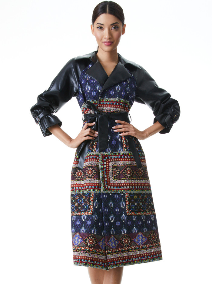 MALIA VEGAN LEATHER COMBO COAT | Alice + Olivia