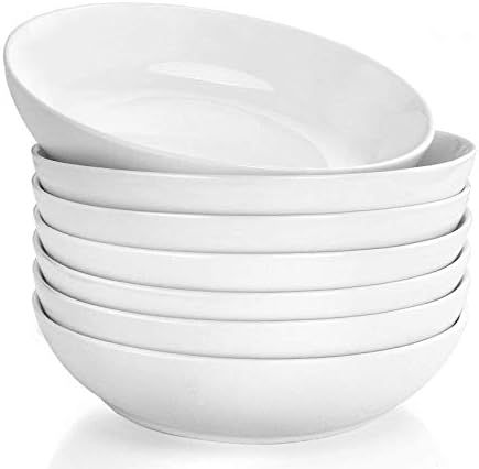 DeeCoo 7 Pack Porcelain Pasta Bowls Ceramic Salad Soup Bowl, Large Serving Bowl, Wide and Shallow... | Amazon (US)
