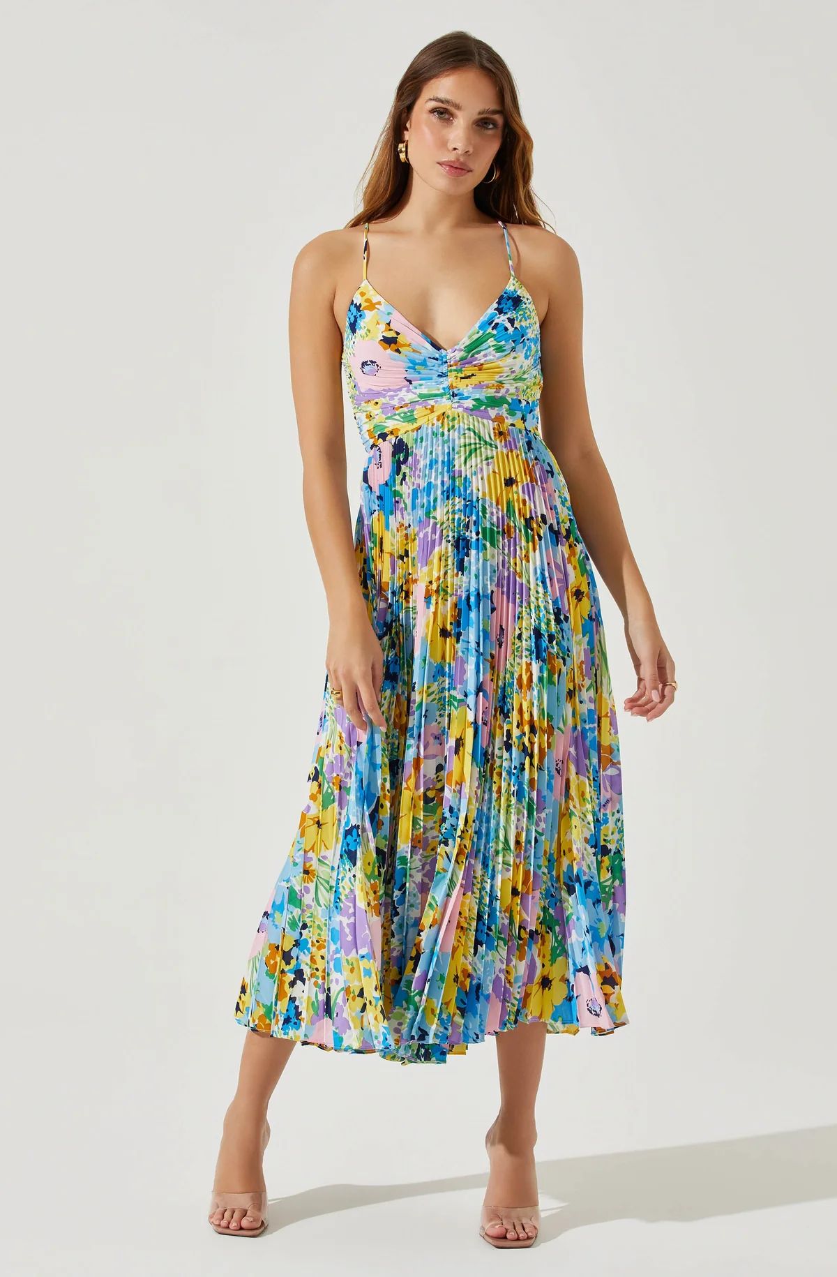 Blythe Floral Plisse Midi Dress | ASTR The Label (US)