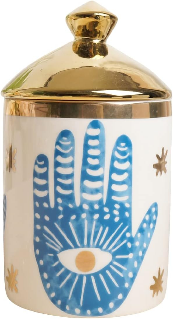 Big Eye Aromatherapy Candle Jar With Lid Ceramic Makecup Cotton Swab Holder Home Deocrative Bottl... | Amazon (US)