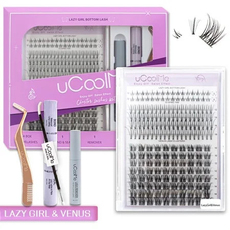 uCoolMe DIY Lash Extension Kit Lash Clusters With Lash Glue Remover Eyelash Cluster Tweezer For Beginner DIY Individual Lash Extension At Home Makeup Cosmetic | Walmart (US)