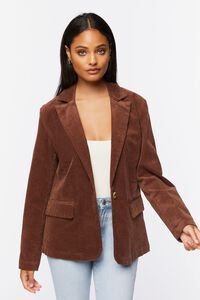 Cotton-Blend Button-Front Blazer | Forever 21 | Forever 21 (US)