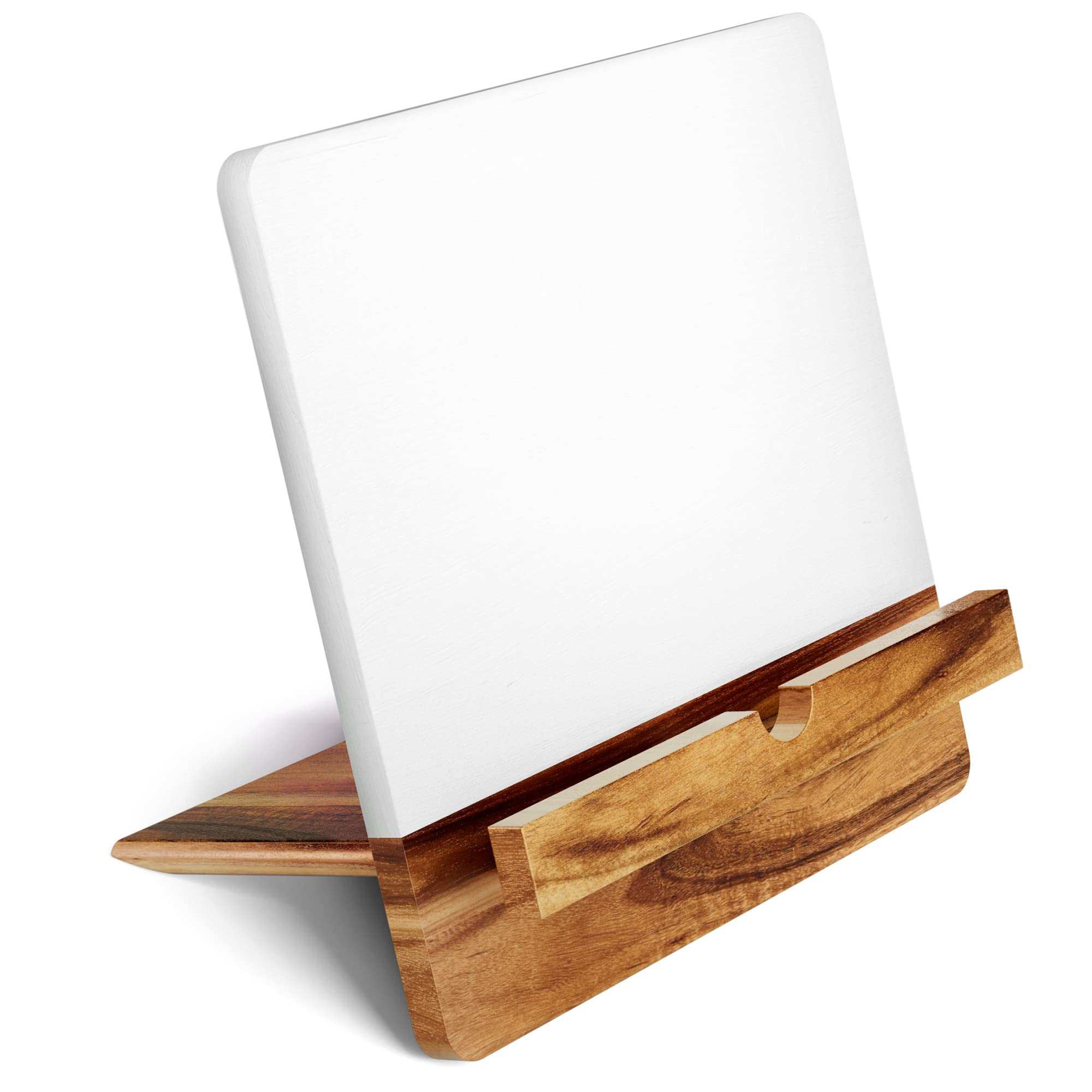 Acacia Cookbook Stand for Kitchen Counter - 12" x 12" Large Adjustable Non-Slip Acacia Wood Book ... | Amazon (US)