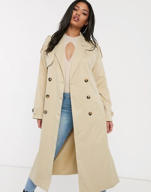 Missguided trench coat in stone | ASOS (Global)