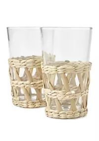 Home Essentials Rattan Wrap 16 Ounce Highball Glasses - Set of 2 | Belk