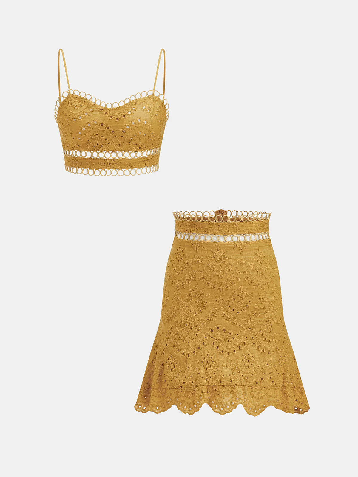 Eyelet Embroidered Cami Top & Skirt Set | Commense
