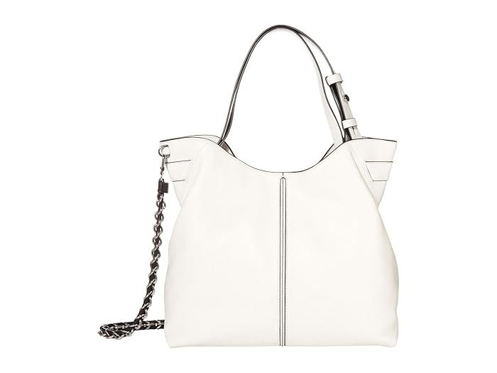 MICHAEL Michael Kors Downtown Astor Large Shoulder (Optic White/Black) Handbags | Zappos