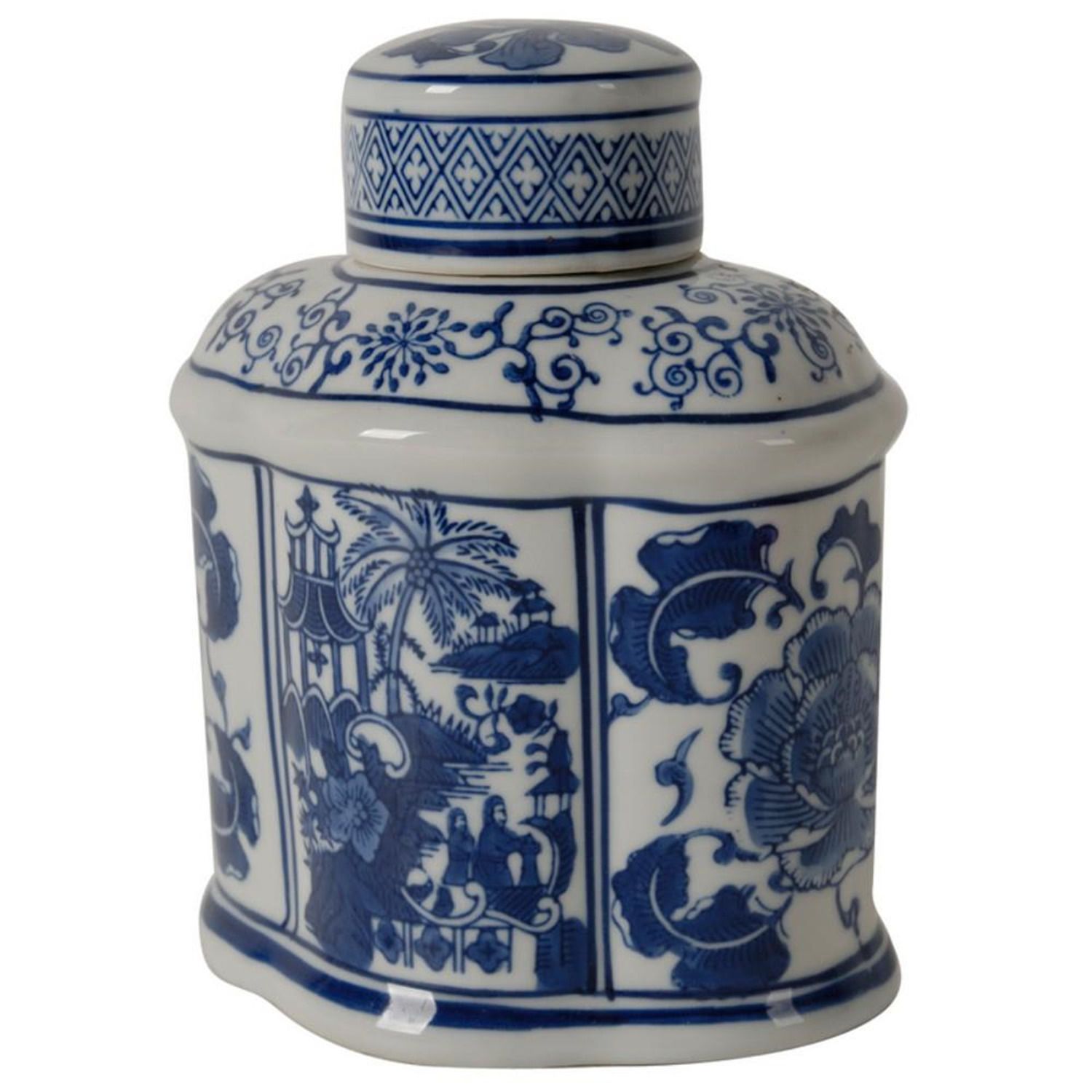 A&B Home Ren Blue and White Oval Jar with Lid-Color:Blue,Style:Classic Vintage - Walmart.com | Walmart (US)