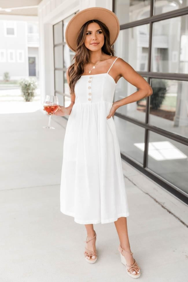 New Beginnings Midi Dress Ivory | Pink Lily