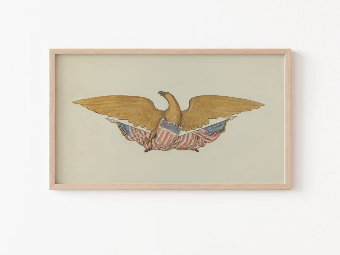Frame TV Art File, Frame TV, Vintage Sternpiece Eagle, American Flag, Vintage Illustration, Neutr... | Etsy (US)