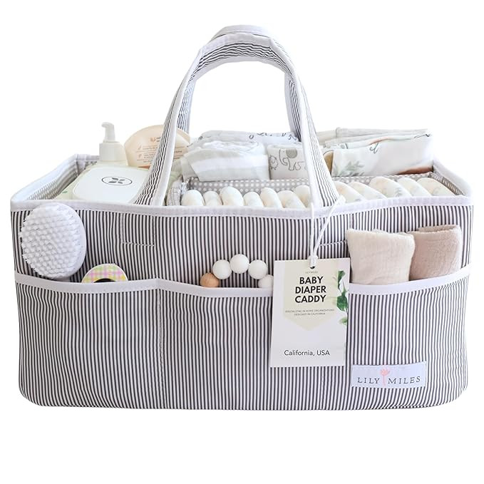 Lily Miles Baby Diaper Caddy Organizer, Baby Shower Basket for Newborn Boys or Girls, Nursery Mus... | Amazon (US)