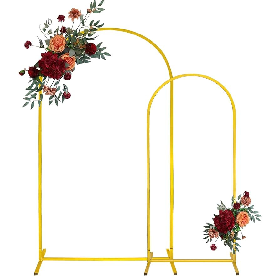 Gold Metal Arch Backdrop Stand 2 Set 7.2FT, 6FT Wedding Arch Stand Arched Door Frame for Birthday... | Amazon (US)