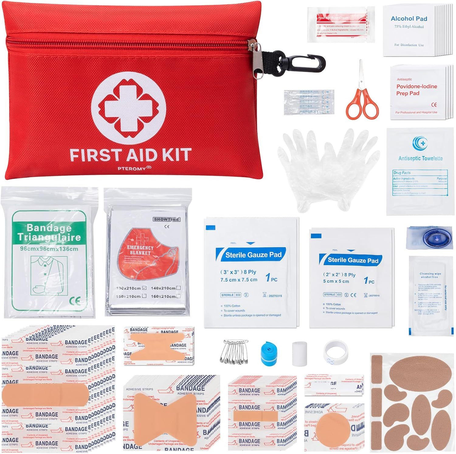PTEROMY 150 Piece Mini First Aid Kit, Portable Small Emergency Kits Compact 1st Aid Kit for Car, ... | Amazon (US)