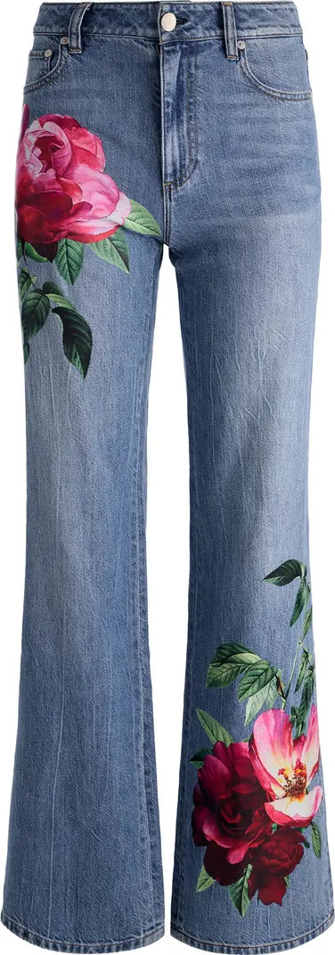 Chic Placed Floral Wide Leg Jeans | Nordstrom