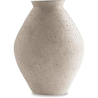 Signature Design by Ashley Hannela 12" Modern Distressed Polyresin Vase, Antique Tan | Amazon (US)