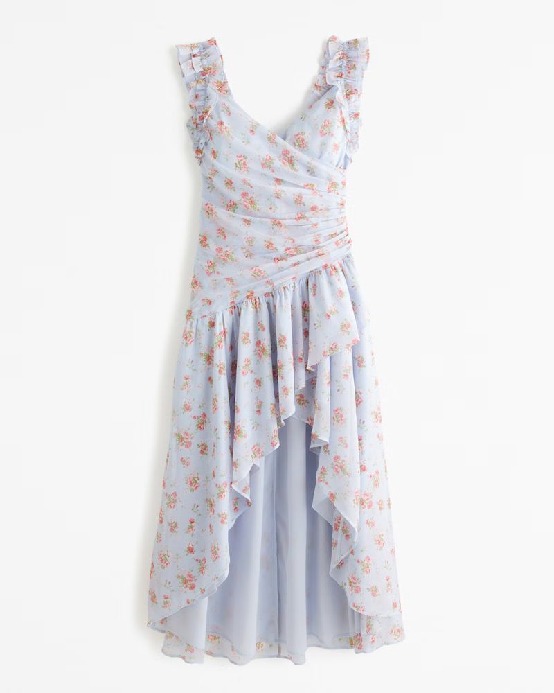 Ruffle Strap High-Low Maxi Dress | Abercrombie & Fitch (US)