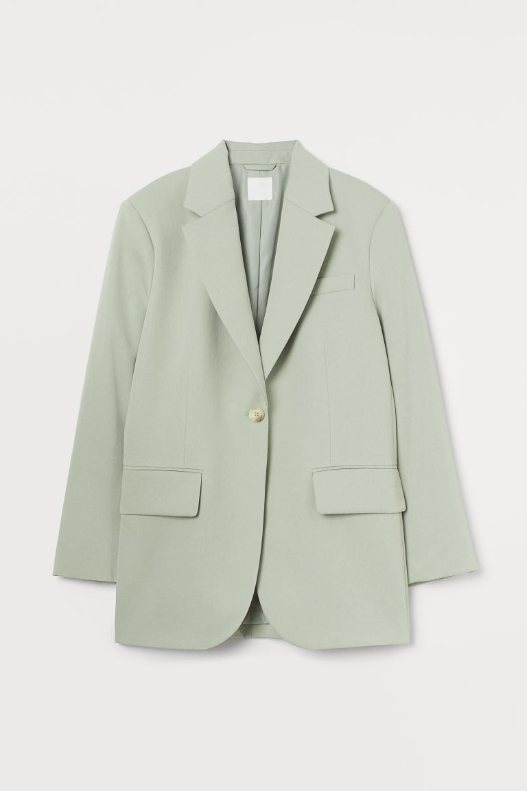 Oversized blazer in woven fabric with wide notch lapels and a one-button fastening at the front. ... | H&M (UK, MY, IN, SG, PH, TW, HK)