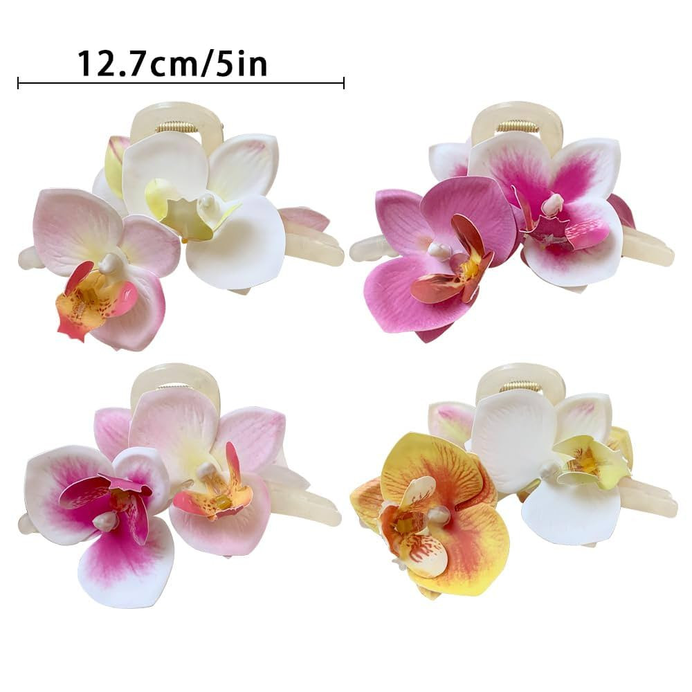 4Pcs Phalaenopsis Butterfly Orchid Hair Accessories - Pink Hawaiian Moth Flower Clips, French Flo... | Amazon (US)