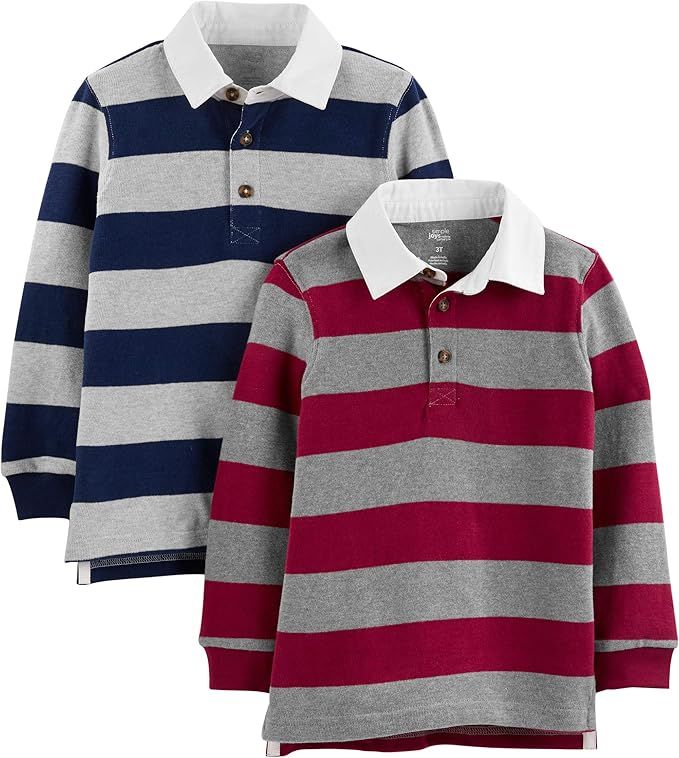 Simple Joys by Carter's Toddler Boys' Long-Sleeve Rugby Striped Shirts, Pack of 2 | Amazon (US)