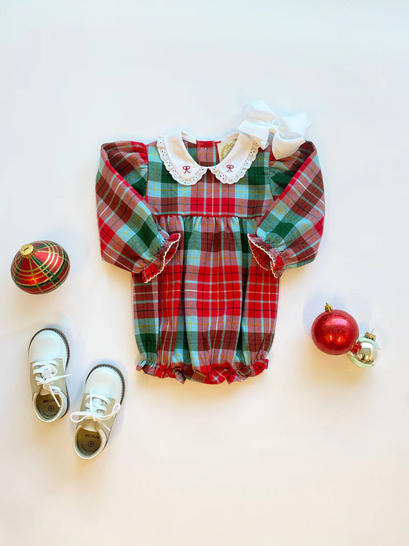 Long Sleeve Britt Bubble - Wilson Pier Plaid with Worth Avenue White | The Beaufort Bonnet Company