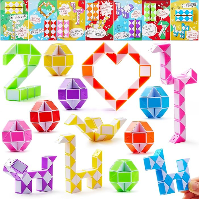 JOYIN 28 Packs Valentine's Day Cards with Snake Twist Toys for Kids, Snake Twist Puzzle Magic Str... | Amazon (US)