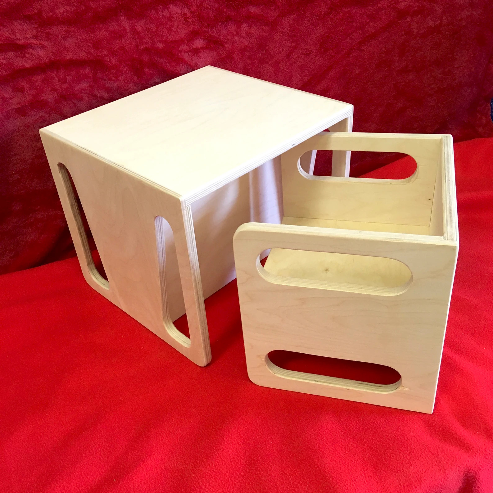 Montessori Cube Chair and Table Set 1 Cube Chair and 1 Large Cube Table/Chair Weaning Chair and T... | Etsy (US)