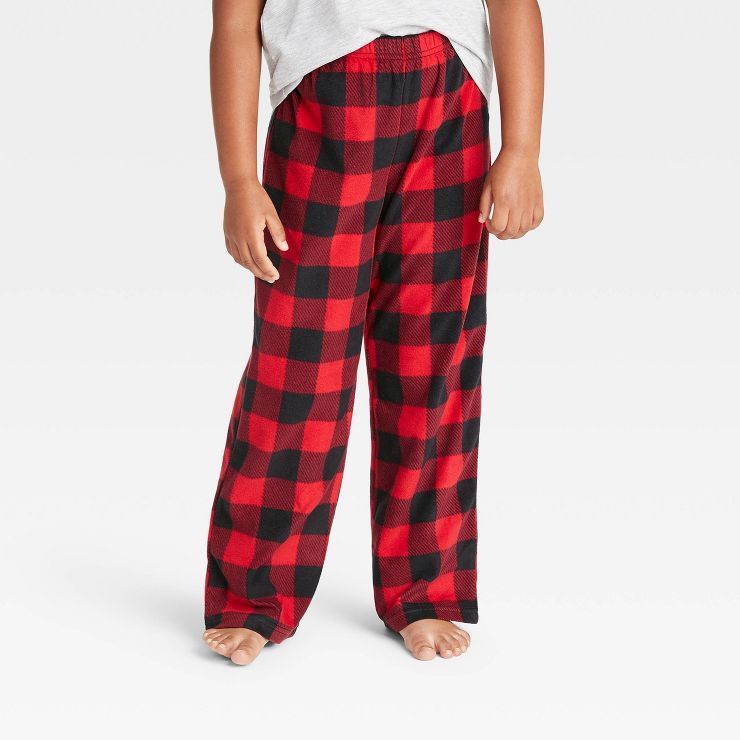 Kids' Holiday Buffalo Check Fleece Matching Family Pajama Pants - Wondershop™ Red | Target