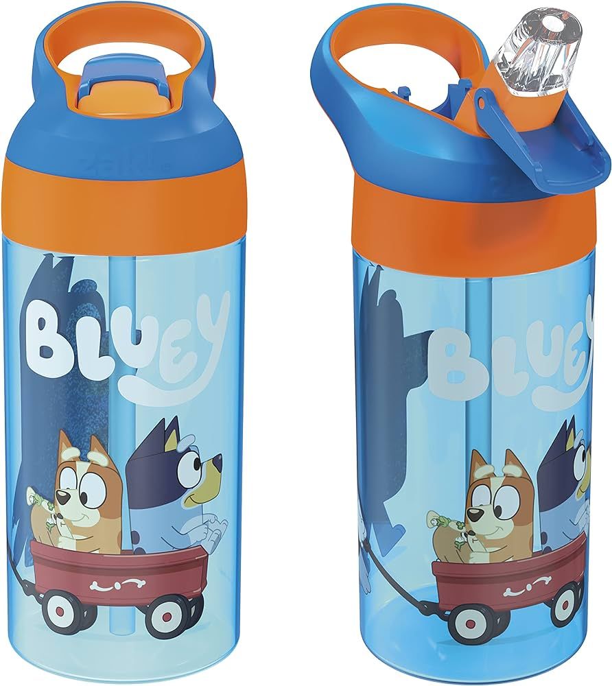 Zak Designs 17.5 oz Riverside Bluey Kids Water Bottle with Straw and Built in Carrying Loop Made ... | Amazon (US)