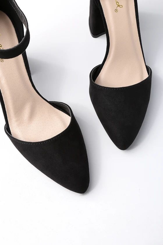 Ellarose Black Suede Ankle Strap Heels | Lulus (US)
