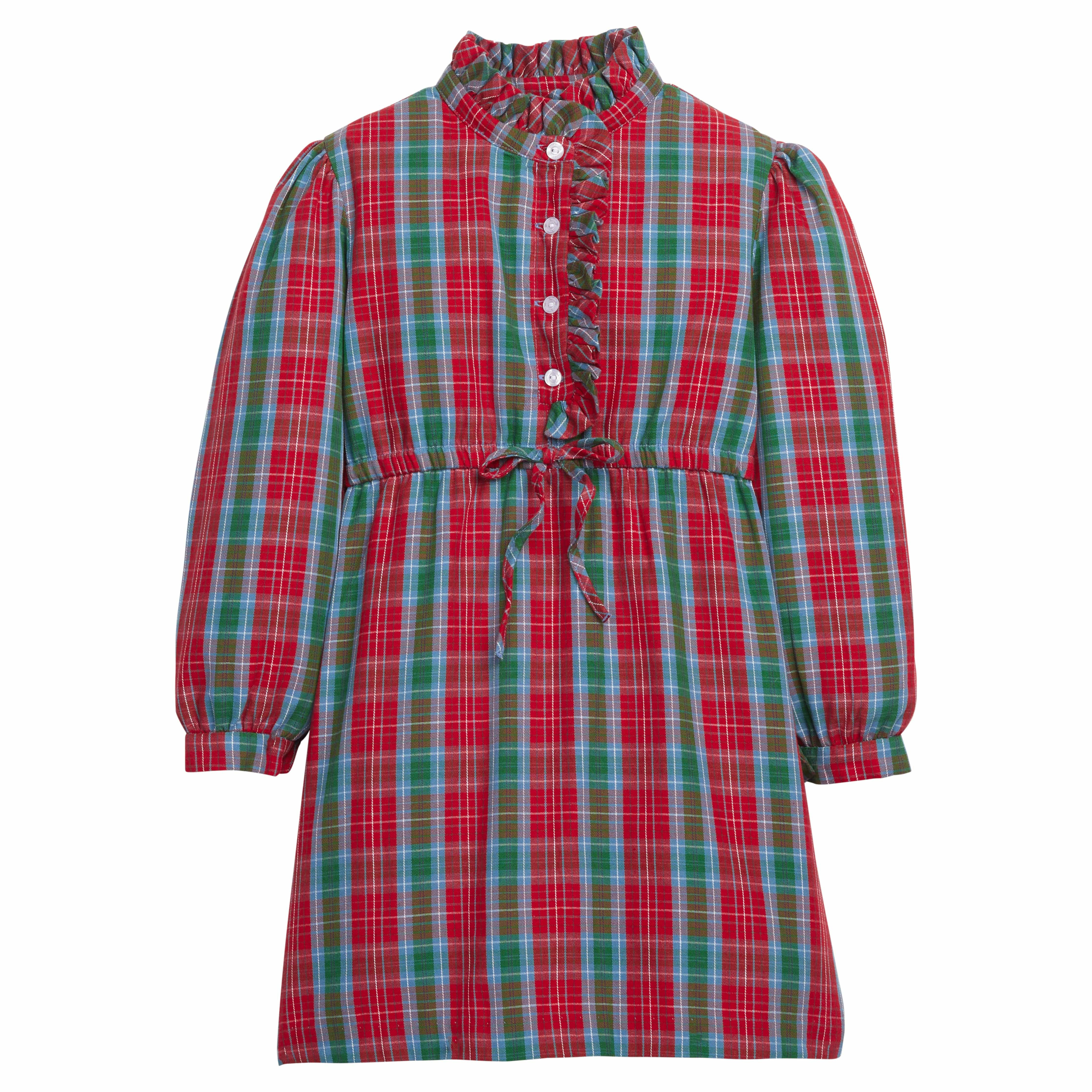 Girls Ruffled Shirt Dress in Highlands Tartan | Little English