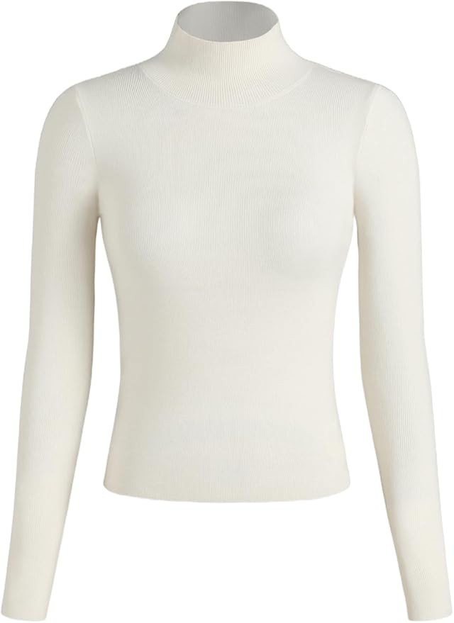 CIDER Mock Turtleneck Tops for Women Ribbed Knit Long Sleeve Slim Fitted Fall Solid Sweater T Shi... | Amazon (US)