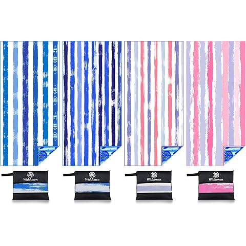 Cotton Oversized Beach Towel - Large 70 x 35 Inch Pool Towel, Rose Red Striped Quick Dry Swimming... | Amazon (US)