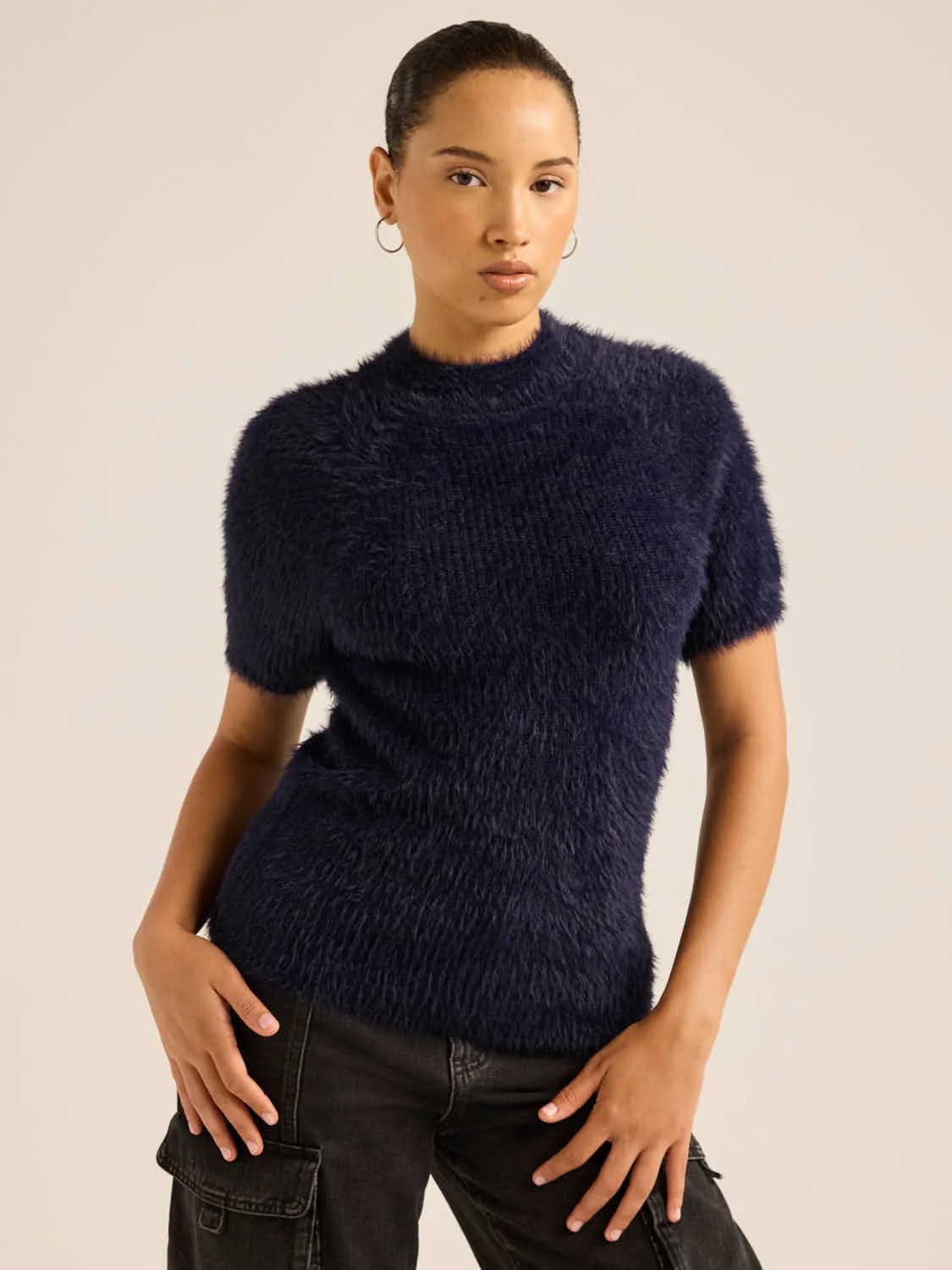 Scoop Women’s Fluffy Knit Tee, Midweight, Sizes XS-XXL | Walmart (US)