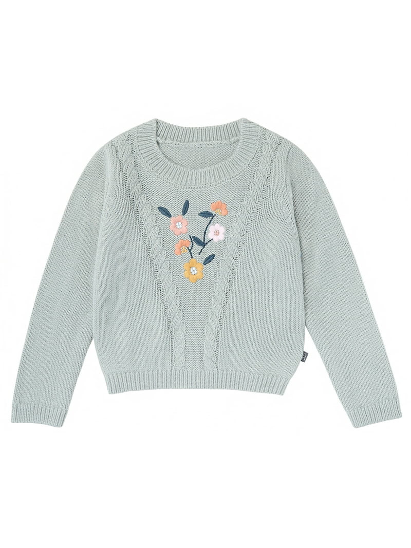 Modern Moments by Gerber Toddler Girl Sweater with Textural Stitches and Embroidery, Sizes 12M-5T | Walmart (US)
