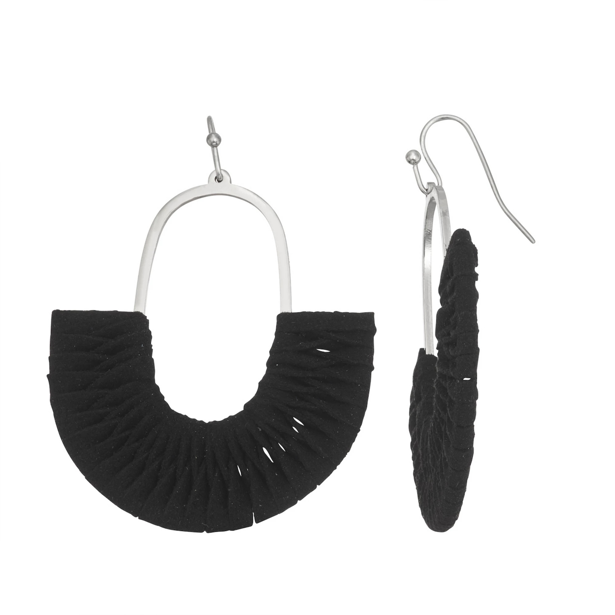 Sonoma Goods For Life® Silver Tone Woven Suede Hoop Earrings | Kohl's