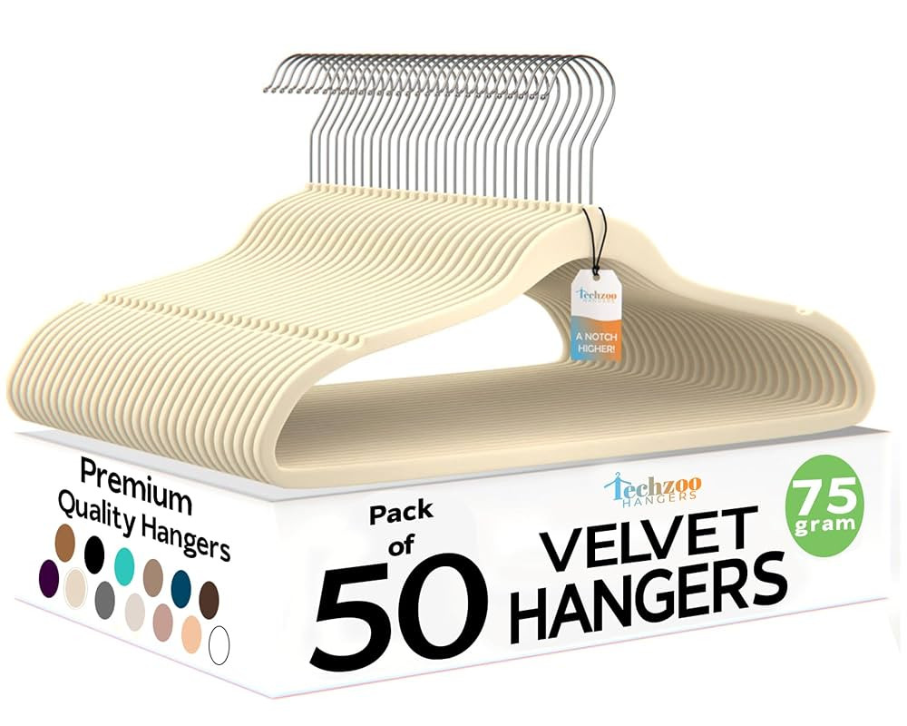 50 Pack New Premium Quality Velvet Hangers Ultra Thin Non Slip Adult Felt Space Saving Hangers fo... | Amazon (US)