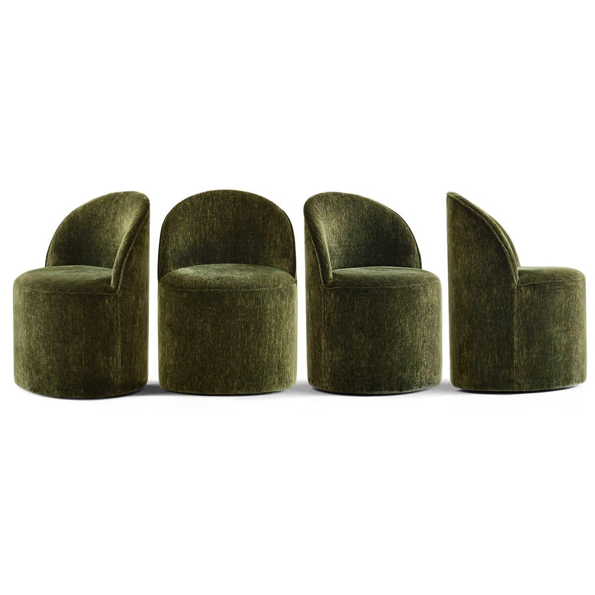 Chenille Upholstered Swivel Dining Chair with Castors (Set of 4) | Wayfair North America