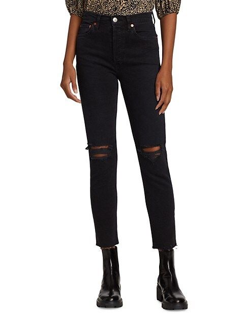Re/done High-Rise Ankle Crop Skinny Jeans on SALE | Saks OFF 5TH | Saks Fifth Avenue OFF 5TH