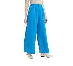 Tronjori Women High Waist Casual Wide Leg Long Palazzo Pants Trousers Regular Size | Amazon (US)